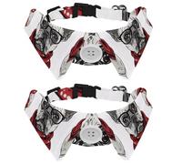 Adjustable Pet Bowtie Collar French Bulldog Wear Glasses and Scarf Seamless Pattern Neck Bow Tie for Small Dogs Cats, Adjustable from 11.2-12.2In