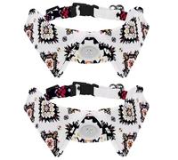 Adjustable Pet Bowtie Collar Geometric Floral Pixel Art Pattern Neck Bow Tie for Small Dogs Cats, Adjustable from 11.2-12.2In