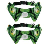 Adjustable Pet Bowtie Collar Green Halloween Colored Eyes Neck Bow Tie for Small Dogs Cats, Adjustable from 11.2-12.2In
