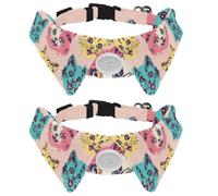 Adjustable Pet Bowtie Collar Happy Kitten Faces with Crazy Colors Neck Bow Tie for Small Dogs Cats, Adjustable from 11.2-12.2In