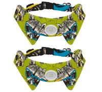Adjustable Pet Bowtie Collar Heads of Cute Raccoons in Colored Glasses Neck Bow Tie for Small Dogs Cats, Adjustable from 11.2-12.2In