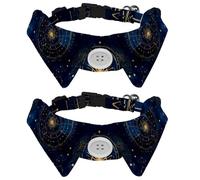 Adjustable Pet Bowtie Collar Magic Space Zodiac Signs on Blue Sky Background Neck Bow Tie for Small Dogs Cats, Adjustable from 11.2-12.2In
