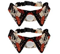 Adjustable Pet Bowtie Collar Moon and Stars Skull Hippie Mushroom Neck Bow Tie for Small Dogs Cats, Adjustable from 11.2-12.2In