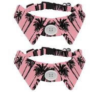 Adjustable Pet Bowtie Collar Palm Trees on Pink Background Neck Bow Tie for Small Dogs Cats, Adjustable from 11.2-12.2In