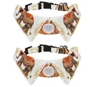 Adjustable Pet Bowtie Collar Retro Art Indian Elephant Neck Bow Tie for Small Dogs Cats, Adjustable from 11.2-12.2In