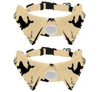 Adjustable Pet Bowtie Collar Silhouette of Deer Standing on Meadow in Forrest Neck Bow Tie for Small Dogs Cats, Adjustable from 11.2-12.2In