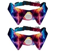 Adjustable Pet Bowtie Collar Stary Night Cosmos Universe Astronomy Stary Night Neck Bow Tie for Small Dogs Cats, Adjustable from 11.2-12.2In