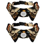 Adjustable Pet Bowtie Collar Vintage Butterfly with Sun Flowers on Black Neck Bow Tie for Small Dogs Cats, Adjustable from 11.2-12.2In
