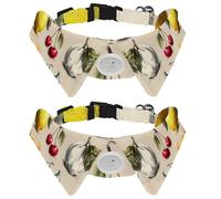 Adjustable Pet Bowtie Collar Vintage Doodle Watermelon Pear Cherry Strawberry Lemon Neck Bow Tie for Small Dogs Cats, Adjustable from 11.2-12.2In