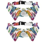 Adjustable Pet Bowtie Collar Watercolor Cactus Boho Style Neck Bow Tie for Small Dogs Cats, Adjustable from 11.2-12.2In