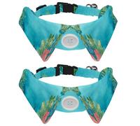 Adjustable Pet Bowtie Collar Watercolor Underwater Board Neck Bow Tie for Small Dogs Cats, Adjustable from 11.2-12.2In