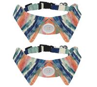 Adjustable Pet Bowtie Collar Wavy Seamless Abstract Pattern Neck Bow Tie for Small Dogs Cats, Adjustable from 11.2-12.2In