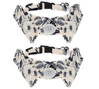 Adjustable Pet Bowtie Collar White and Black Flower Paisley Pattern Neck Bow Tie for Small Dogs Cats, Adjustable from 11.2-12.2In