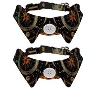 Adjustable Pet Bowtie Collar Zodiac Signs Planets Symbols Art Pattern Neck Bow Tie for Small Dogs Cats, Adjustable from 11.2-12.2In