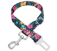 Adjustable pet cat and Dog car seat Belts. The Safety Clip fits Any car, Truck, and SUV, and The Lanyard is Flexible and Adjustable from 20 to 33 inches (Floral)