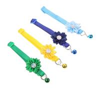 Adjustable PET Collar 4pcs and Bell with Flower Design | Metal D-ring, Sturdy Buckle, PVC and PP Build, Leash-ready Fit, Daily Wear, Costume Events