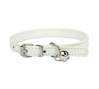 Adjustable Pet Collar, PU Leather Cat Collars, Dog Collar with Bell, Durable Collars, Suitable for Small Breeds, Dogs, Cats, Puppies, Kittens, White, 20-28 cm, 1S