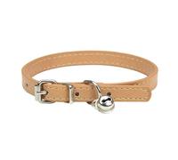 Adjustable Pet Collar, PU Leather Cat Collars, Dog Collar with Bell, Durable Collars, Suitable for Small Breeds, Dogs, Cats, Puppies, Kittens, Khaki, 36-46 cm, 2L
