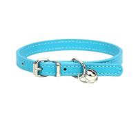 Adjustable Pet Collar, PU Leather Cat Collars, Dog Collar with Bell, Durable Collars, Suitable for Small Breeds, Dogs, Cats, Puppies, Kittens, Lake Blue, 28-36 cm, 2 m