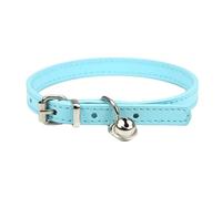 Adjustable Pet Collar, PU Leather Cat Collars, Dog Collar with Bell, Durable Collars, Suitable for Small Breeds, Dogs, Cats, Puppies, Kittens, Sky Blue, 26-32 cm, 1.3 m