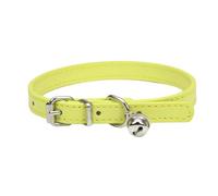 Adjustable Pet Collar, PU Leather Cat Collars, Dog Collar with Bell, Durable Collars, Suitable for Small Breeds, Dogs, Cats, Puppies, Kittens, Yellow, 15-23 cm, 1XS
