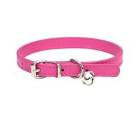 Adjustable Pet Collar, PU Leather Cat Collars, Dog Collar with Bell, Durable Collars, Suitable for Small Breeds, Dogs, Cats, Puppies, Kittens, Rose Red, 26-32 cm, 1.3 m