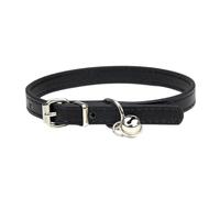 Adjustable Pet Collar, PU Leather Cat Collars, Dog Collar with Bell, Durable Collars, Suitable for Small Breeds, Dogs, Cats, Puppies, Kittens, Black, 15-23 cm, 1XS