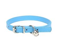Adjustable Pet Collar, PU Leather Cat Collars, Dog Collar with Bell, Durable Collars, Suitable for Small Breeds, Dogs, Cats, Puppies, Kittens, Blue, 15-23 cm, 1XS