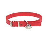 Adjustable Pet Collar, PU Leather Cat Collars, Dog Collar with Bell, Durable Collars, Suitable for Small Breeds, Dogs, Cats, Puppies, Kittens, Red, 36-46 cm, 2.5 L