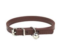 Adjustable Pet Collar, PU Leather Cat Collars, Dog Collar with Bell, Durable Collars, Suitable for Small Breeds, Dogs, Cats, Puppies, Kittens, Coffee, 28-36 cm, 2 m