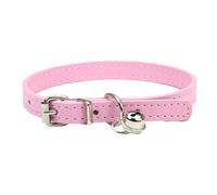 Adjustable Pet Collar, PU Leather Cat Collars, Dog Collar with Bell, Durable Collars, Suitable for Small Breeds, Dogs, Cats, Puppies, Kittens, Pink, 15-23 cm, 1XS