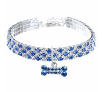 Adjustable Pet Collar with Sparkling Crystal Diamonds - Elegant Bone Pendant Necklace for Small Dogs and Cats, Perfect for Weddings and Special Occasions