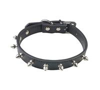 Adjustable Pet Dog Collar Single Row Bite Proof Rivet PU Chain for Cats Puppy Dogs Premium Leather Soft Take Off Unique Necklace Choker with Heavy Duty D-Ring