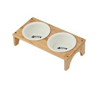 Adjustable Pet Feeding Height - Ergonomic Wooden Base and Ceramic Dog Bowl | Non Slip for Comfortable Diet | Suitable for Puppies, Cats, Adult Dogs and