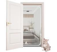 Adjustable Pet Fly Screen Door with Zipper for Balconies 100x210cm White Insect Mesh Curtain Easy Installation Durable Bug Protection for Cats & Dogs