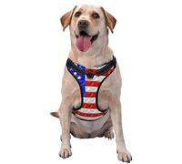 Adjustable Pet Harness Collar and Leash Set for Dogs Puppy and Cats Outdoor Training and Running, Soft Vest Harness (red Blue White American Flag)