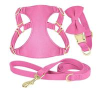 Adjustable Pet Harness Vest With Bow Soft And Comfortable Dog Collar Harness Leash Set Cat And Dog Training Harness For Small And Medium Chihuahua Pug French Bulldogs,A,S