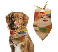 Adjustable Pet Scarf Soft Washable Polyester Triangle Bib | Colorful Cat And National Flag Dog Bandana Funny Cute Pet Bib for Dogs Cats Puppies Suitable for Holiday Birthday