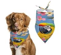 Adjustable Pet Scarf Soft Washable Polyester Triangle Bib | Lots of Flowers And Birds Dog Bandana Funny Cute Pet Bib for Dogs Cats Puppies Suitable for Holiday Birthday