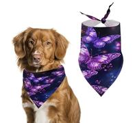 Adjustable Pet Scarf Soft Washable Polyester Triangle Bib | Purple Cute Butterfly Print Dog Bandana Funny Cute Pet Bib for Dogs Cats Puppies Suitable for Holiday Birthday