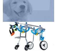 Adjustable Pet Wheelchair 4-Wheel Dog Stroller Quiet EVA Tires Lightweight Aluminum Frame Ideal for Pets with Weak or Disabled Front & Rear Legs