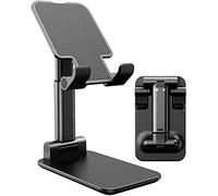Adjustable Phone and Tablet Stand with Silicon Pad, Portable Foldable Design, Cell Phone Stand for Desk Fully Forldable Mobile Phone Holder Compatible with All Mobile Phones (Black)