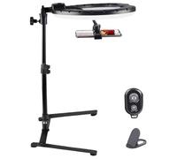 Adjustable Phone Camera Overhead Mount with LED Ring Light Tripod Stand, USB Powered Dimmable Vlogging Gear for Top-Down Video Recording, TikTok, YouTube & Live Streaming