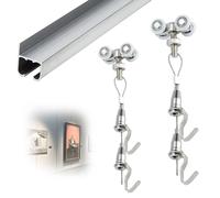 Adjustable Photo Hanging System, Heavy Duty Slide Art Photo Display Rail System, Art Gallery Picture Hanging Kit for Art Exhibition/Wall Decor/Museums(L 120 cm)