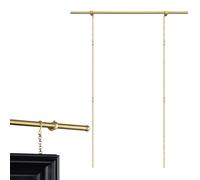 Adjustable Picture Rail Hanging System Vintage Brass, Wall Artwork Picture Molding Hangers Track Kit, Heavy Duty Brass Picture Hanging Rod Hardware, Photo Display Rod with Chain(1.65m (65.0in))