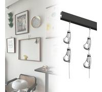 Adjustable Picture Rail Hanging System70 Inch Black Gallery Track with Steel Cables Perfect for Home Decor Art Display and Customizable Wall Art Solutions.