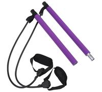 Adjustable Pilates Bar with Foot Strap for Resistance Band Exercise | Detachable Design, Stainless Steel and Abs Build, Purple Finish, Easy to Carry for Female Friends