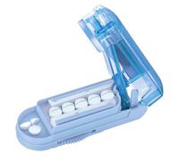 Adjustable Pill Cutter for Small & Large Pills - Precision Tablet Splitter with Stainless Steel Blade & Alignment Guide (Blue)