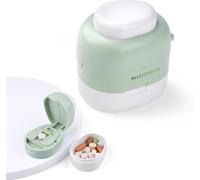 Adjustable Pill Cutter for Small Pills 2-in-1 Splitter with Hidden Blade, Cuts 1/2 or 1/4 Doses, Portable Medicine Organizer for Seniors, Travel & Home Use (Green)
