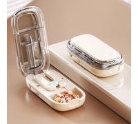 Adjustable Pill Cutter Splitter - 1/2,1/3,1/4 Tablet Cutter & Crusher with Storage,2-in-1 Tool for Small or Large Pills (Yellow, A)